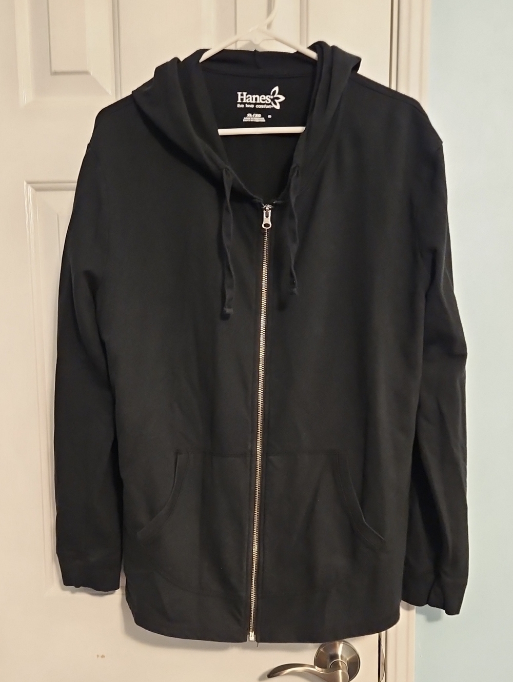 Hanes Black Full-Zip Hoodie with Drawstring